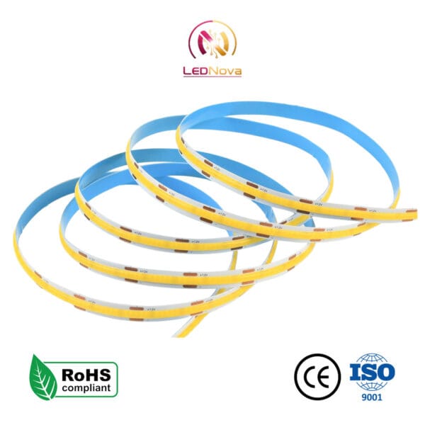Bandă LED COB 12V/24V, IP20, CRI>90 – Linie Continuă de Lumină (Fără Puncte)
